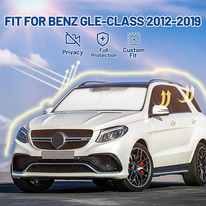 Car Window Shades Intended for Mercedes-Benz GLE-Class 2012-2019, Privacy Window Covers 10PCS for Side, Rear & Windshield, Car Shield Sunshade for Privacy Protection, Heat Blocking,Camping and Parking