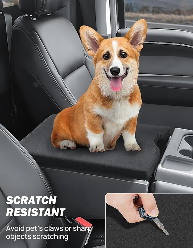 JOYTUTUS Center Console Cover Compatible with 2015-2026 Ford F150, 2017-2026 F250 F350 F450 with 40/20/40 Jump Seat, Neoprene Armrest Cover Middle Console Cover (Jump Seat Only)