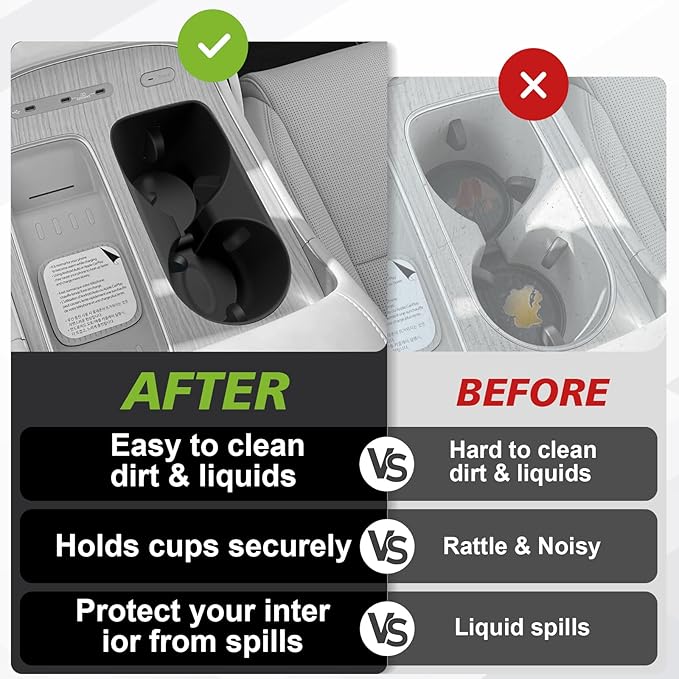 Muslogy Center Console Cup Holder Inserts Compatible with 2026 Hyundai Palisade Accessories Middle Console Drink Holder Silicone Liner Organizer Non-Slip Drink Stopper