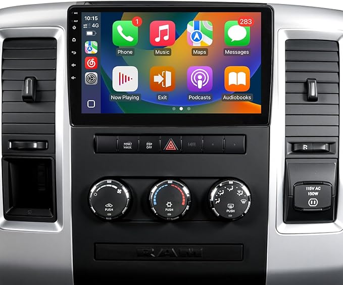 Leadfan Car Radio for Jeep Wrangler JK 2007-2018 Dodge RAM 1500 2500 3500 Wireless CarPlay Android Auto, 10.1inch Touch Screen for Dodge Grand Caravan Car Stereo GPS Navi Bluetooth FM SWC+Rear Camera