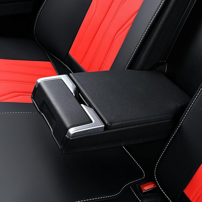 FLORICH Rear Seat Covers Leather Car Seat Covers Waterproof Back Seat Cover Automotive Seat Covers Universal Seat Cushion Protector for Most Cars Trucks SUV-Black&Red