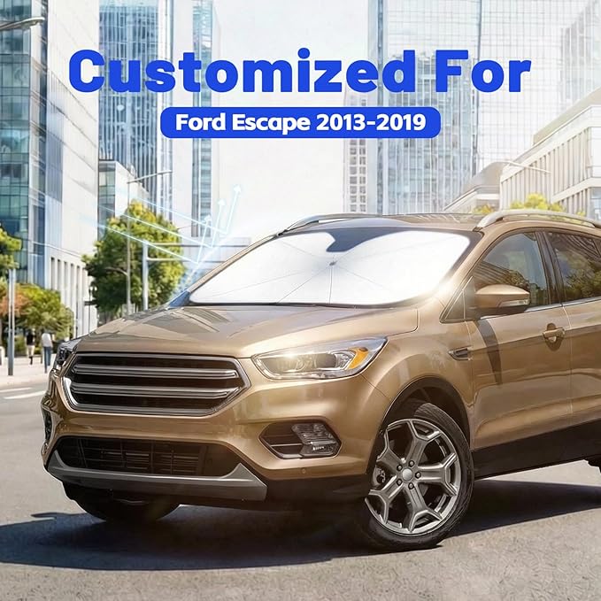 Car Windshield Sun Shade for Ford Escape 2013-2019 –[Reflective Coated Fabric] Sunshade Umbrella for Front Window, Car Shades Sun Visor Keep Car Cool and Protects Interior, 1:1 Exact Fit
