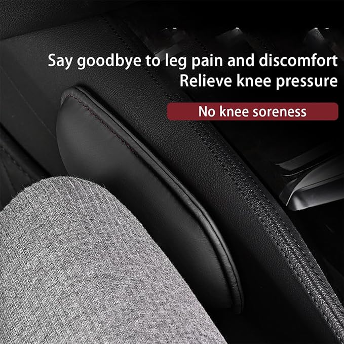 Mandark Car Knee Cushion Pad, Leather Memory Foam Vehicle Door Armrest Pillow for Leg Elbow, Comfort Auto Interior Center Console Thigh Support Mat Accessories, Universal for Most Cars (Black/Red)