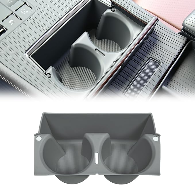 Center Console Cup Holder Insert for Toyota Sienna 2021-2026 Water Bottle Cupholder TPE Sienna Accessore Compatible with LE/XLE/XSE/Woodland Edition/Limited/Platinum(Gray)