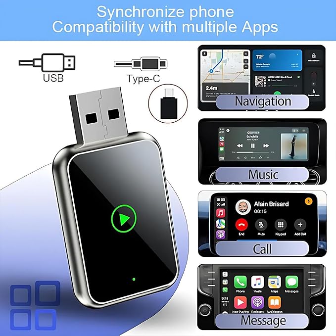 Auto Linkr Pro Auto Linker Pro Android Auto & CarPlay Wireless Adapter Apple iPhone,Wireless Adapter to Watch TV on Car Screen,Fast Auto Connect, Easy Setup,Mini Size with Extended USB-A and Type-C