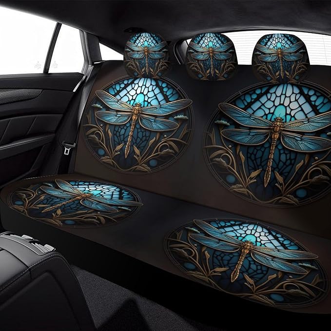 10 Pcs Dragonfly Universal Car Seat Covers Full Set, Breathable & Washable Car Seat Covers Full Sets, Fashionable Dragonfly Covers for Cars Interior, Universal Fit