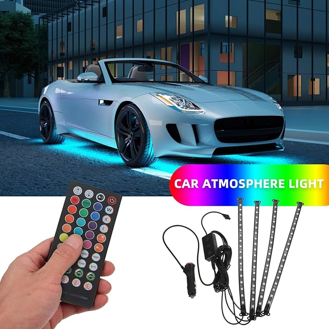 MAGICLULU LED Car Interior Light Strip Kit 72 LED Remote Control Ambient Lighting for Cars Adjustable Color Easy to Install Decorative Trim Lights