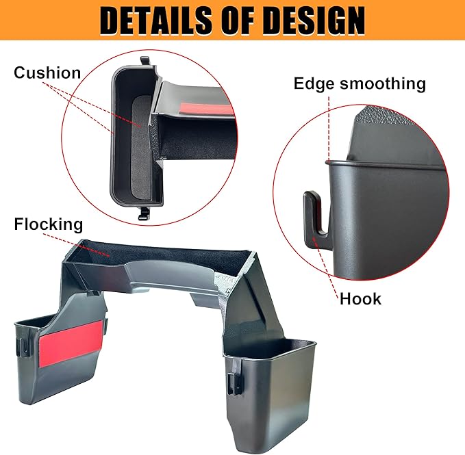 JVMA Center Console Organizer Gear Shift Tray for Jeep Gladiator Accessories and Jeep Wrangler JL JLU 2026 2025 2024-2018 Rubicon Sahara 4xe Storage Box Hook (US Patent) Interior