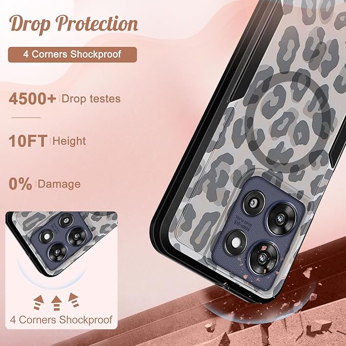 LISEVOfor Moto G Power 2025 Case - for Motorola Moto G Play 2025 Case Compatible with MagSafe Women Cute Girls Magnetic Protective Phone Cover Cool Fun Unique Leopard Heavy Duty Shockproof