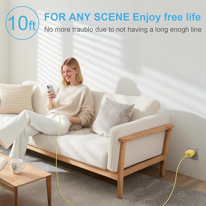 iPhone 17 16 15 Charger Fast Charging 2+2Pack 20W USB C Wall Charger with 10FT Fast Charging Cable Compatible with iPhone 17/17 Air/17 Pro/17 Pro Max/iPhone 16/15 Series, iPad Pro/AirPods-Yellow