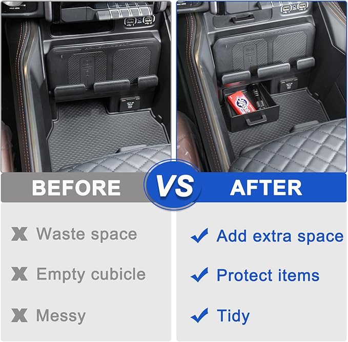 PIMCAR Removable Storage Drawer Tray Compatible with 2019-2026 Dodge RAM 1500 2500 3500 Center Console Storage Drawer Accessories Cubby Organizer Box ABS Plastic (Only Fit Models with Cubby)