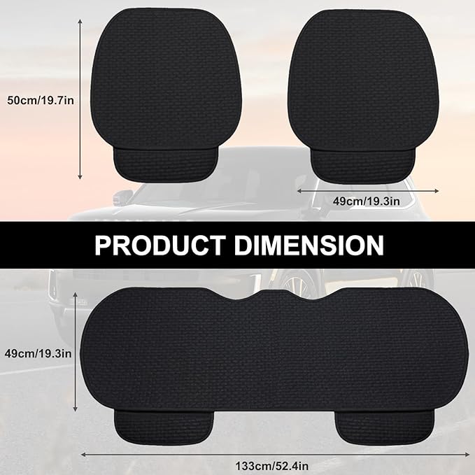 3PCS Car Seat Covers Cushion Pad Breathable Anti Slip Auto Seat Protector Pad with Storage Pocket Universal fit for Most Automotive, Truck, SUV, and Van