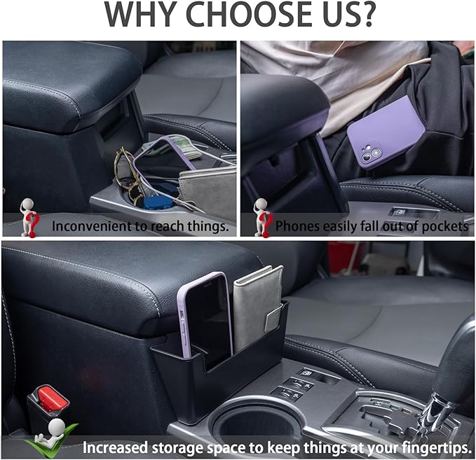 JDMCAR Center Console Organizer Compatible with Toyota 4Runner Accessories 2010-2024 Hanging Armrest Box Storage Tray Interior Accessories