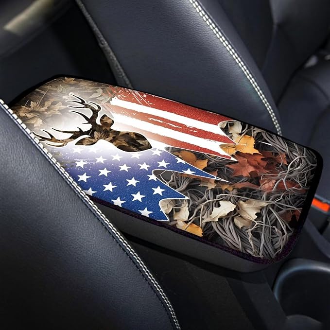 American Elk Vehicle Armrest Covers Armrest Seat Box Cover Protector Middle Storage Organizer Pad Aesthetic Interior Decor