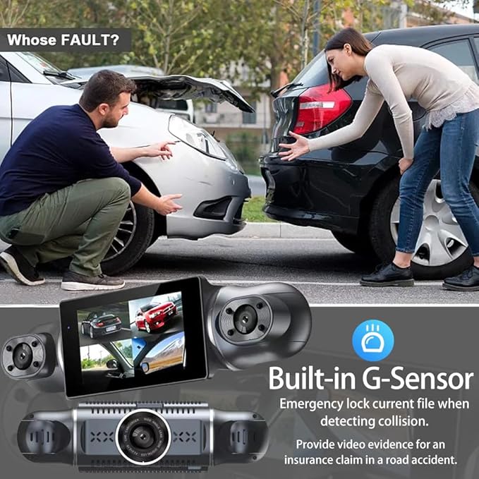 4 Channel Dash Cam Front and Rear Inside Back 360° FHD 2K Dash Camera for Cars, WiFi, GPS, G-Sensor, WDR 24/7 Parking Mode, 170° Wide Angle, Loop Recording, Night Vision, APP, with 64GB Card