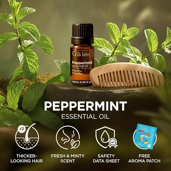 100% Pure Peppermint Essential Oil - 0.34 Fl Oz - Peppermint Oil for Hair, Skin, Diffuser, Aromatherapy & DIY Candle Making Scent