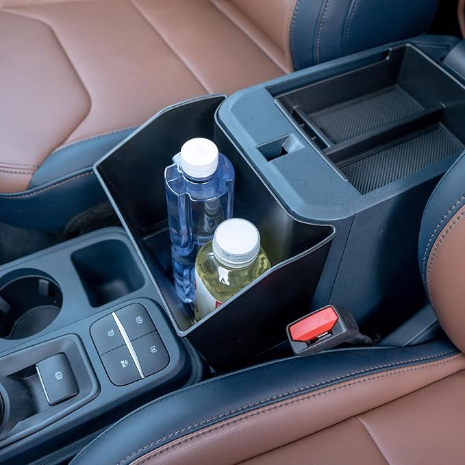 TOPINSTALL Console Storage Box Compatible with 2022-2026 Ford Maverick Accessories, Front Seat Armrest Box Large Capacity Center Console Organizer Multi-Function Cup Holder Insert Trash Can