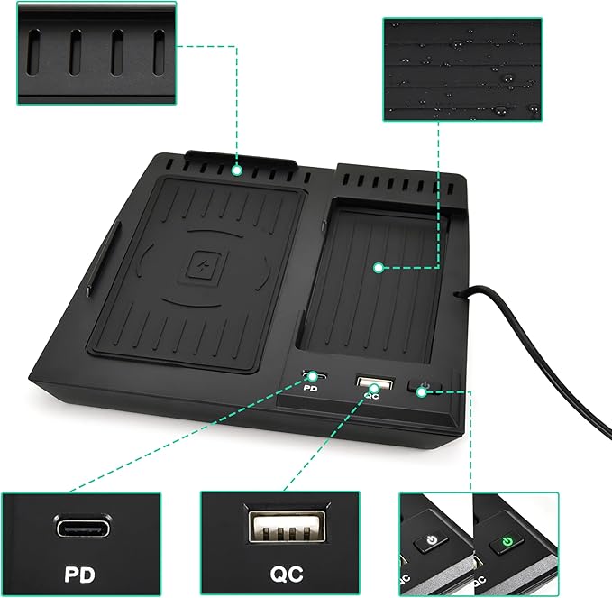 KEWISAUTO Car Wireless Charger for 2022-2025 Honda Civic, Center Console Charging Panel QC PD Fast Phone Charger Pad for Honda Civic 2022 2023 2024 2025 Accessories