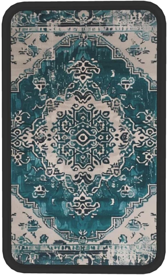 Car Center Console Cushion Pad Aztec Turquoise Universal Armrest Seat Box Cover Protector Southwest Navajo Comfortable Native American Boho Car Accessories for Most Cars, Vehicles, SUVs