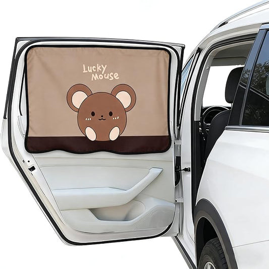 Magnetic Car Window Shade for Baby,Blackout Car Window Curtain,Car Shades for Side Windows,Sun Shade for Car Window Baby,Cartoon Pattern Car Window Covers,UV Protection & Heat Blocking (Lucky Mouse)