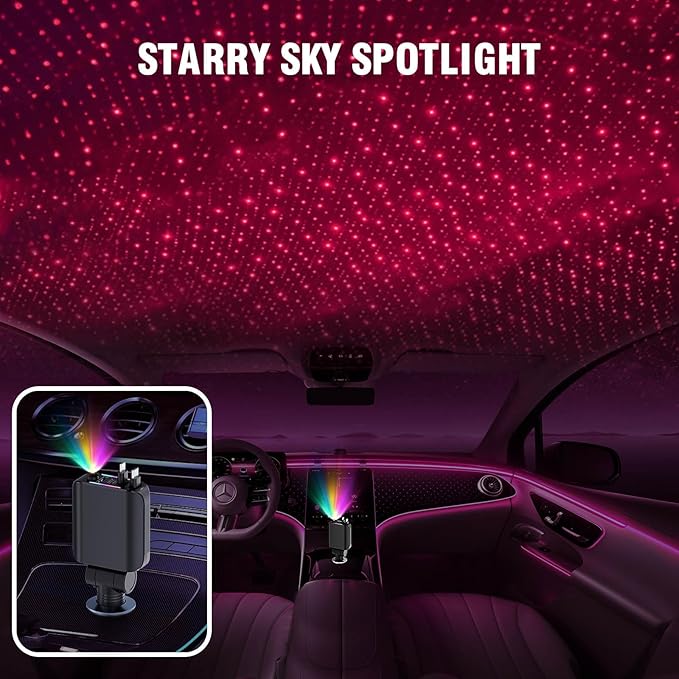 Retractable Car Charger with Starlight, 4 in 1 [120W] USB C for iPhone and Android Car Charger Fast Charging, Compatible with iPhone 16/15/14/13/12/11, Valentines Gifts for Women Men (Black)
