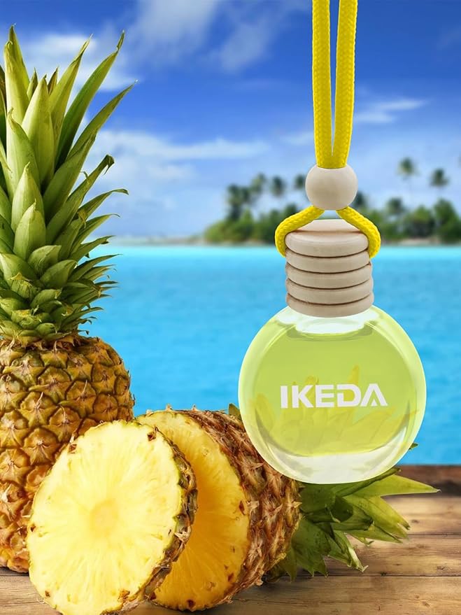 Ikeda Car Air Freshener: Hanging Car Smell Air Freshener | 10ml Hanging Car Perfume | Long Lasting Fragrance | Strong Scents Diffuser for Auto Home (Pineapple)