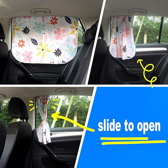 Car Window Shades for Side Windows Baby and Kids,Car Back Window Sun Shade Covers,Strong Magnetic Sunshades Curtains for Truck,27.5" x 19.5" (Flower)