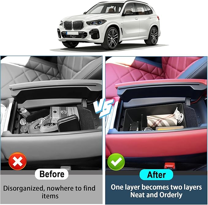 2026 X5/X6/X7 Center Console Organizer for 2020-2026 BMW X5/X6/X7 Accessories Middle Console Organizer X5/X6/X7 Armrest Storage Box Compatible with 2020 2021 2022 2023 2024 2025 2026 BMW X5/X6/X7