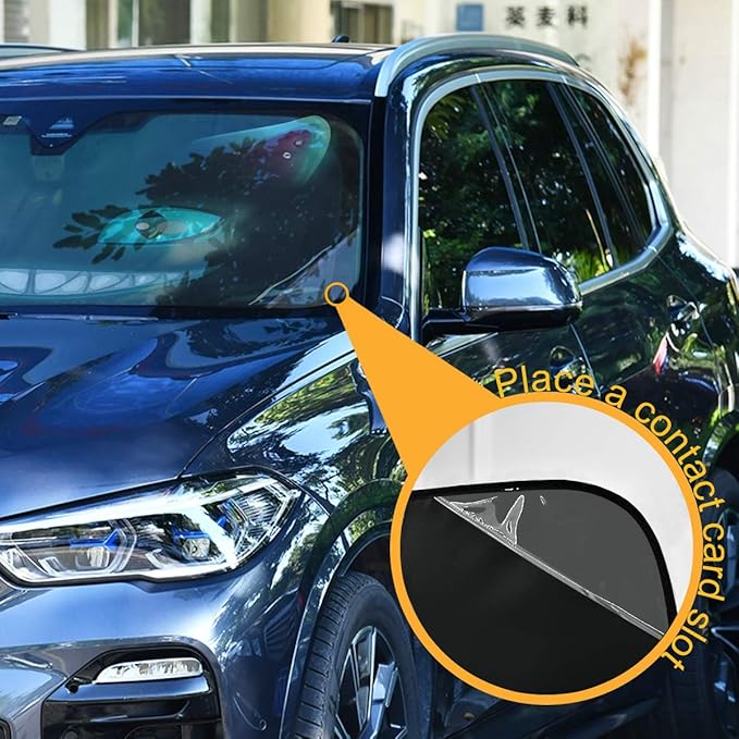 Fantasy Scary Laugh Cat Black Cheshire Halloween Car Windshield Sun Shade Foldable UV Ray Sun Visor Protector Sunshade to Keep Your Vehicle Cool (55" x 27.6")