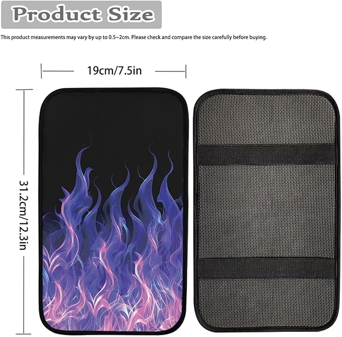 Dreaweet Purple Flame Car Armrest Cover Universal Car Accessories Center Console Pad Scratch-Resistant Universal Arm Rest Cover for SUV Truck Sedan