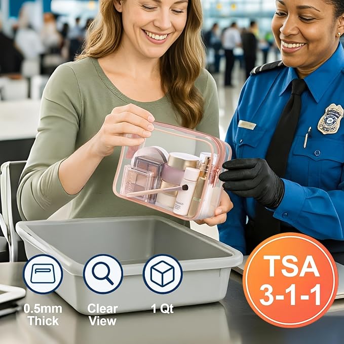 PACKISM TSA Approved Toiletry Bag - 3 Pack Clear Makeup Bags with Zipper, Water-resistant Clear Toiletry Bags for Traveling Holds Small Items, Fit Travel Essentials, 3 colors