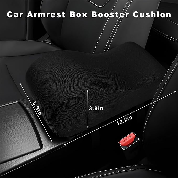Car Center Console Cover, 12.2"×6.3"×3.9" Soft Comfortable Memory Foam Armrest Cushion Pad, Universal Arm Rest Seat Box Pillow Protector for Most Vehicles, Car Accessories