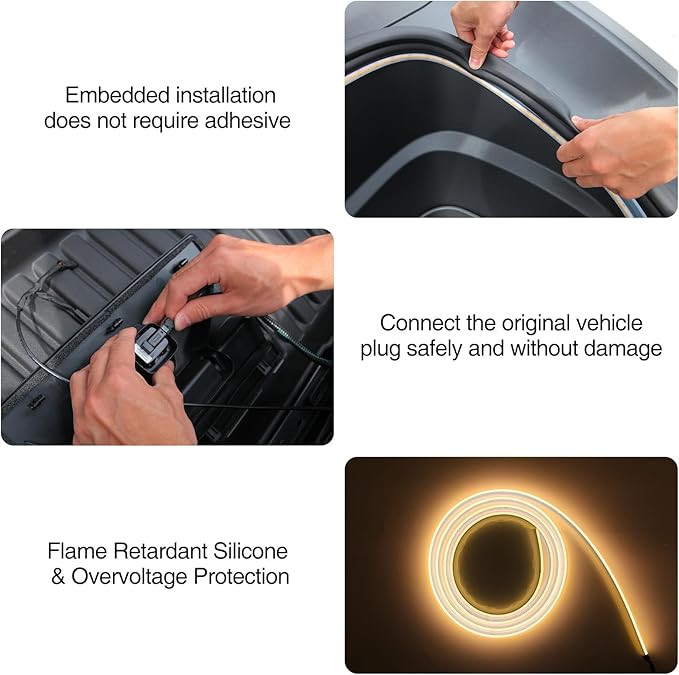 Frunk LED Light Strip for Tesla Model Y Juniper 2020-2026,Tesla Front Trunk Flexible Silicone Waterproof Interior Lighting Bar Accessories Intelligent Ambient Lights