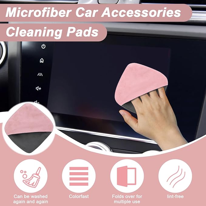 Car Screen Cleaner, 4.1''×4.1'' Microfiber Dashboard Wipes, Square Microfiber Cloth, Car Display Wipes,Vehicle Screen Cleaner Tool universal for Car Dashboard Car Display Car Interior Tools (Pink)