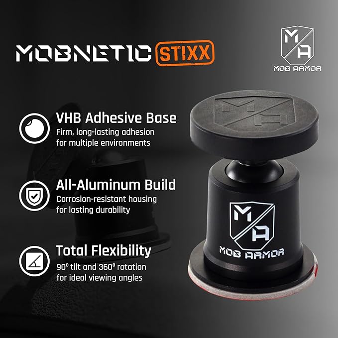 Mob Armor MobNetic Stixx - Phone Holder for Your Car, Magnetic Phone Mount for Trucks, Jeeps, and More - 90º Tilt & 360º Rotation, Compatible with iPhone & Android Smartphones