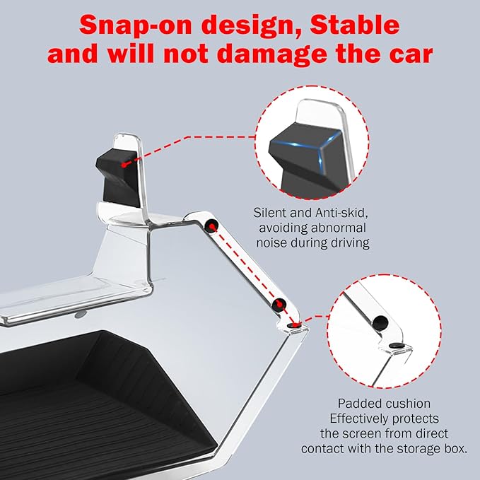 Under Screen Storage Box for Tesla Cybertruck 2024 2025 2026, Center Console Hidden Dashboard Organizer Tray with Anti-Slip Liner, Cybertruck Interior Accessories