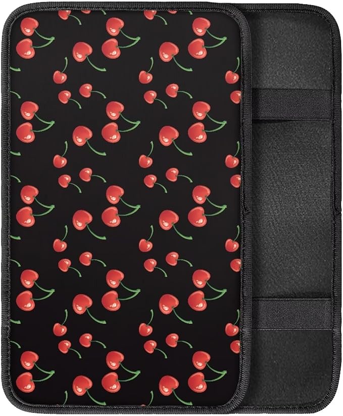 Cherry Auto Center Console Pad, Soft Car Center Console Covers Auto Armrest Seat Box Cover Protector for Most Vehicle SUV Truck