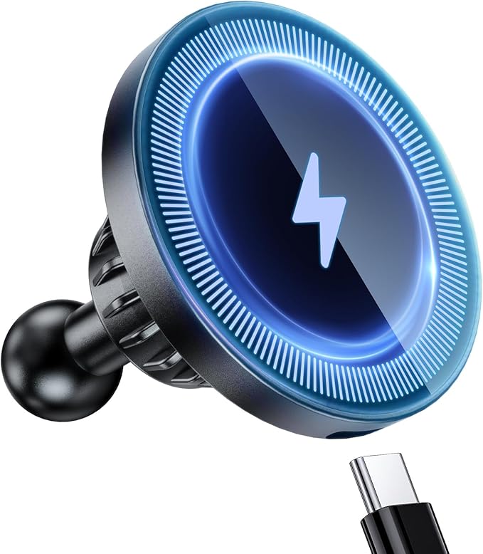 Magnetic Wireless Charging Phone Holder with 1” Ball for MagSafe, [Heavy-Duty] 1 inch Ball Mount for MagSafe Charger Compatible with RAM Mounts Double Socket Arm