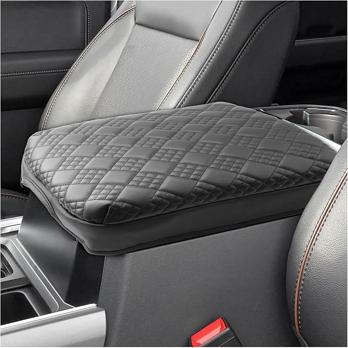 SXCY for 2023 2024 2025 Ford F250 Super Duty Armrest Cover Pad for 2025 Ford F250 Accessories 2025 F250 Center Console Cover 2025 F250 Middle Console Cover w/Soft Cotton Cushion (Added-Pad)