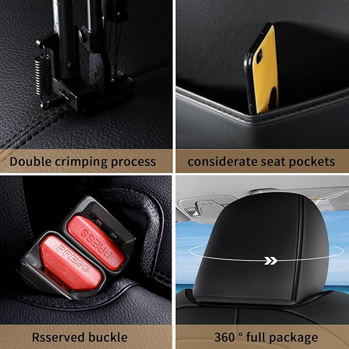 AOMSAZTO Custom Fit Seat Covers for Honda HRV EX-L 2023 2024 2025 2026 -Premium Faux Leather Full Set - Black