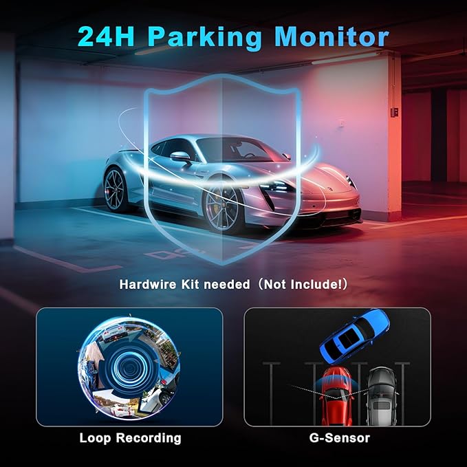 BOOGIIO Dash Cam Front and Rear with 64GB SD Card, 4K Dash Camera for Cars with APP, 5G WiFi Car Camera, Built-in G-Sensor, 170° Wide Angle, Night Vision, 24H Parking Mode,Loop Recording,3" IPS Screen