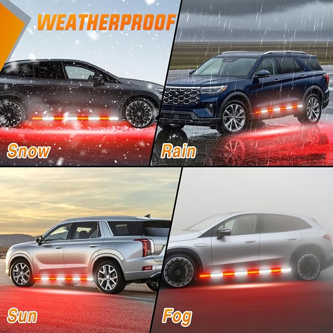 Nilight 2PCS 70 Inch Emergency Strobe Light Strip with Controller 864 LED Red White Running Board Lights Flexible Side Flashing Warning Caution Safety Waterproof for Truck Construction Pickup