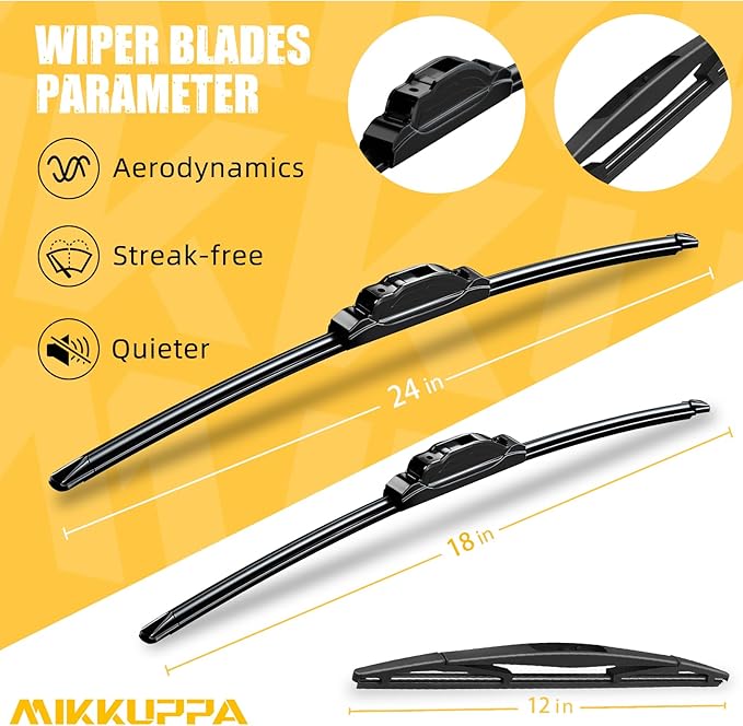 MIKKUPPA 24"+18"+12" Windshield Wiper Blades Replacement for 2005-2015 Nissan Xterra, Front & Rear Wiper Blades, Durable Stable Quiet All Season (Pack of 3)