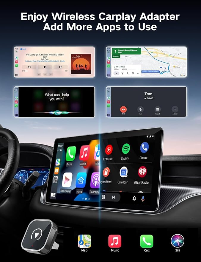Kairiyard Wireless CarPlay Adapter for iPhone and Android Auto, 2-in-1 Convert Wired to Wireless Car Play Adapter, Plug and Play, No Latency, Fast and Stable Auto Connect, with USB/USB-C