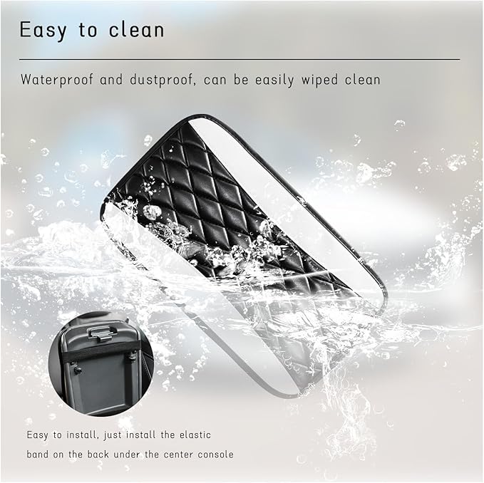 Car Center Console Cushion Pad, Universal Leather Waterproof Armrest Seat Box Cover, Comfortable Auto Armrest Cover Protector, Car Interior Decor Accessories for Most Vehicles (Black & White)