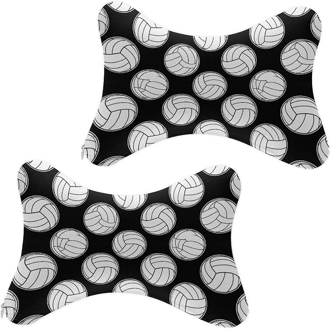Car Headrest Pillow Compatible with Black And White Volleyball Ball, Cartoon Neck Pillow for Car, 2 Pcs Comfortable Soft Car Seat Pillow for Driving,Head Rest Cushion, Cute Neck Pillow for Travel