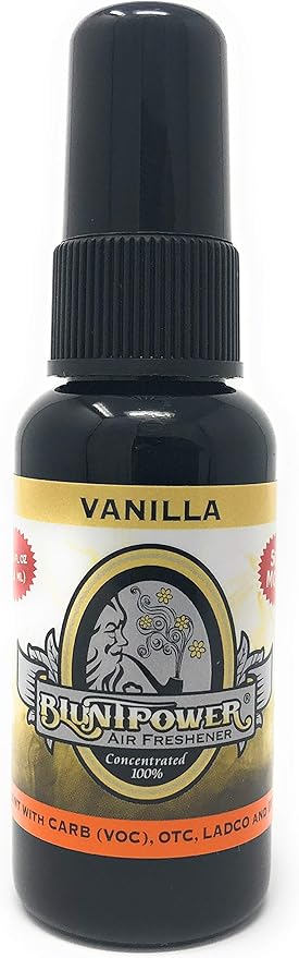 Blunt Power Air Freshener Spray, Oil Based Concentrated Air Freshener and Oil Diffuser, Air Freshener Spray for Car, Room, Bathroom, Odor Eliminator and Room Deodorizer, Vanilla, 1.5 oz