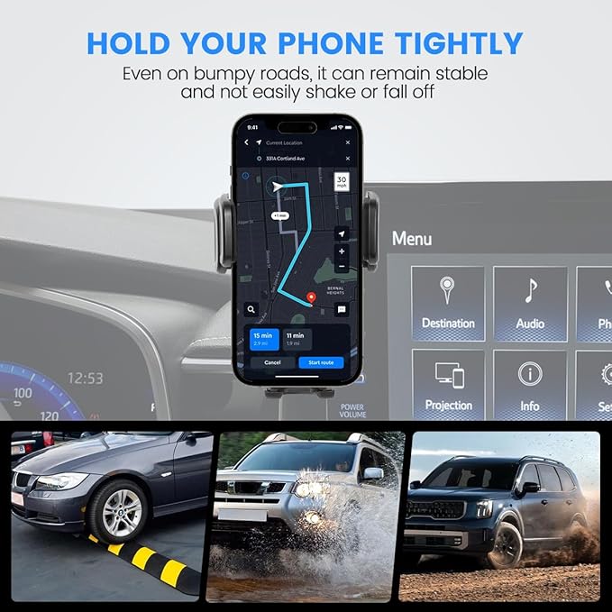 Car Phone Holder Fit for Toyota Land Cruiser LC250 2024 2025 Auto Accessories (Only Fit for 8/12.3-Inch Screen), Cell Phone Mount Dash Mount Hands-Free 360° Rotation