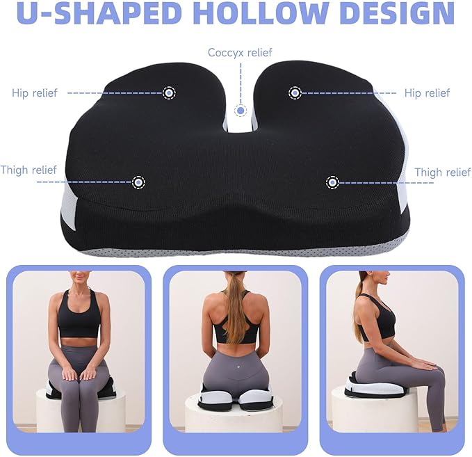 Seat Cushions for Office Chairs Wheelchair Cushion for Long Sitting Back Pain，Memory Foam Seat Car Computer Desk Chair Cushion，Coccyx Cushion for Tailbone Pain Relief Cushion Office Chair Green
