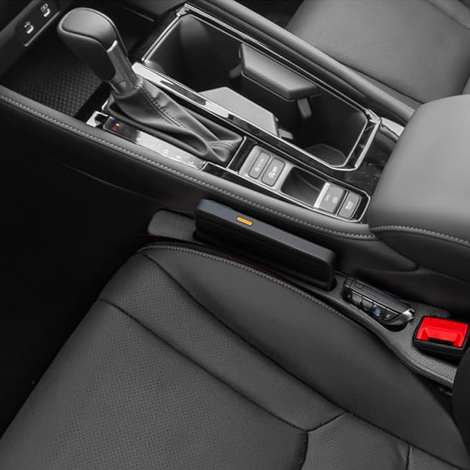 Car Seat Gap Filler Organizer Compatible with Honda Accord Accessories Seat Gap Plug Blocker with Storage Slot Non-Slip Car Cup Holder Coaster Black